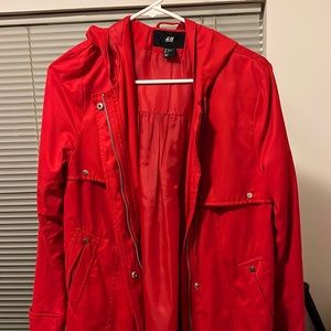 Bright red light trench jacket